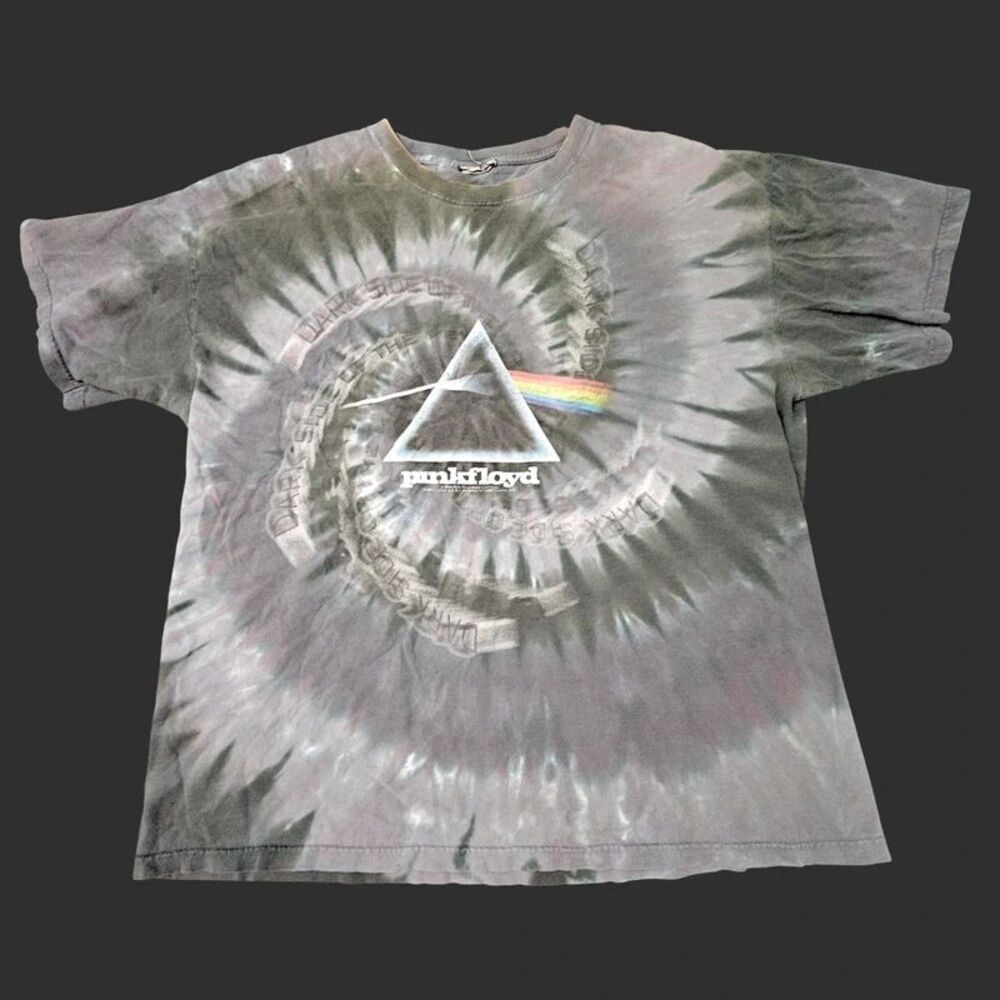 Vintage Pink Floyd Size L/XL Liquid Blue Tie-Dye T-Shirt - Dark Side of the Moon
